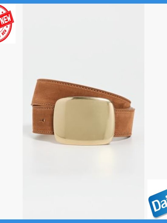 Suede Leather Belt with Gold Buckle, X-Large Size, 1.5in Width